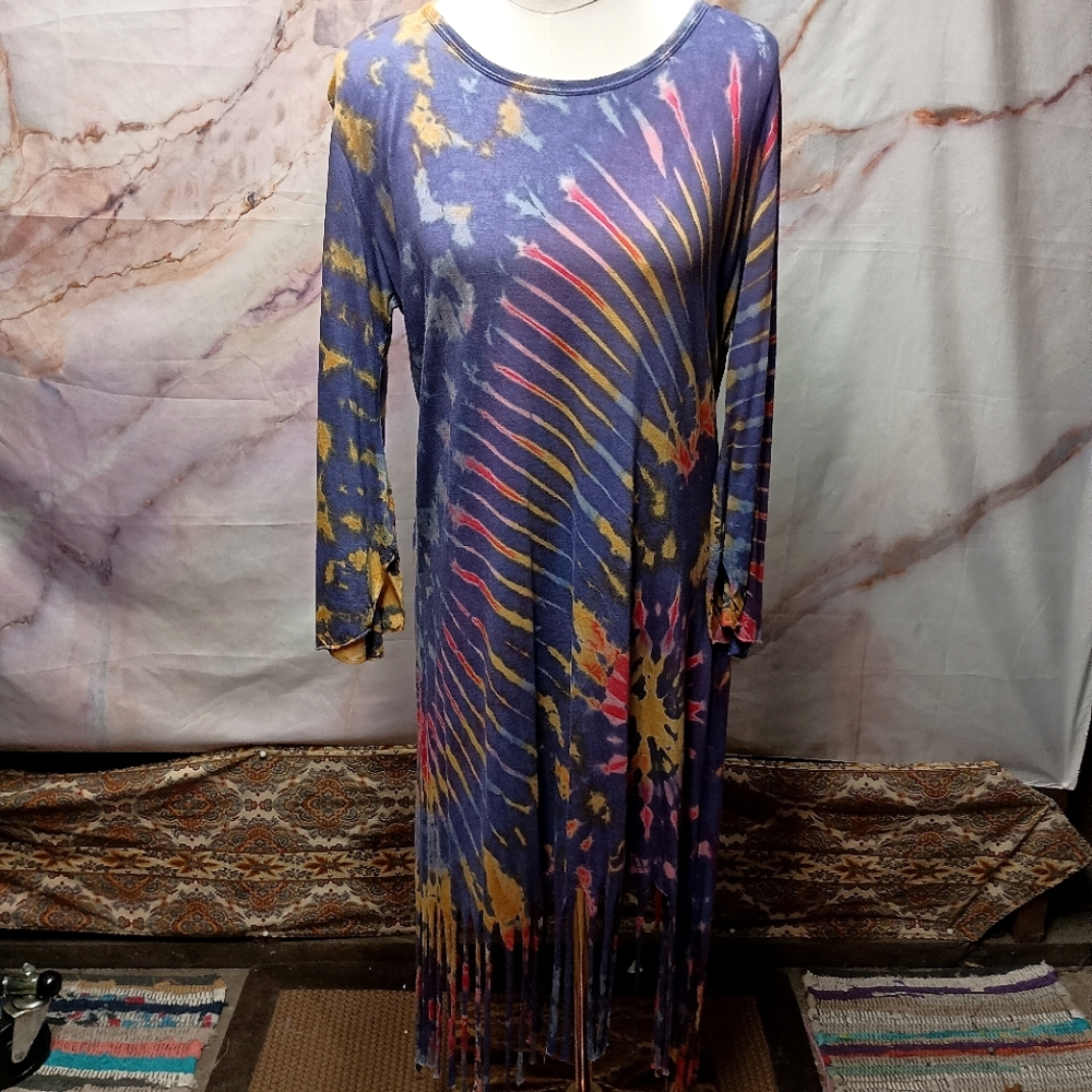 Windhorse Purple Tie Dye Long Sleeve Dress Women's Large/XL NWT‎